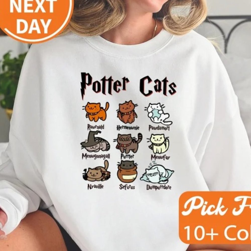 Funny Potter Cats Cute Cats Sweater For Animal Lovers